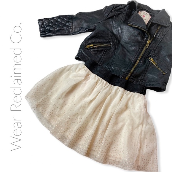 Other - Toddler Girl’s Leather Jacket & Tulle Skirt
